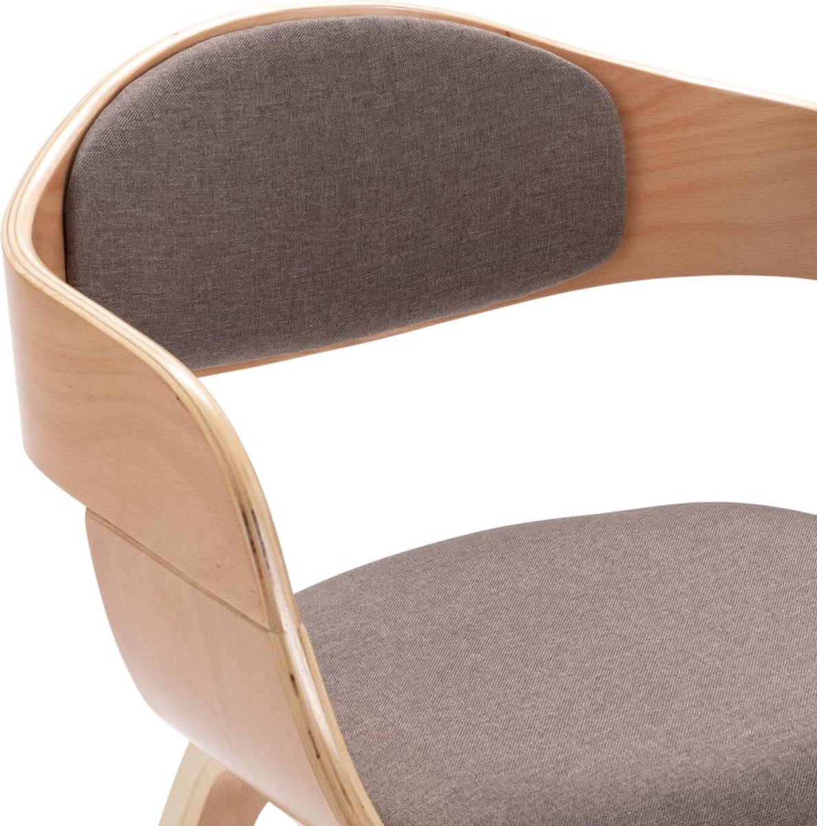 Vidaxl Eetkamerstoelen 2 St Gebogen Hout En Stof Taupe - Bruin