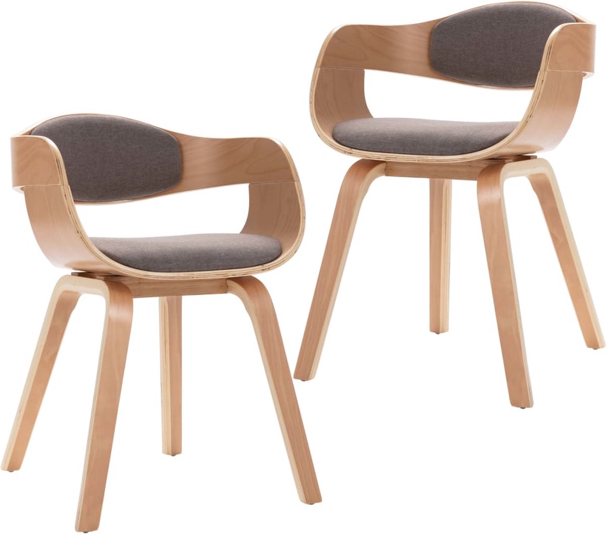 Vidaxl Eetkamerstoelen 2 St Gebogen Hout En Stof Taupe - Bruin
