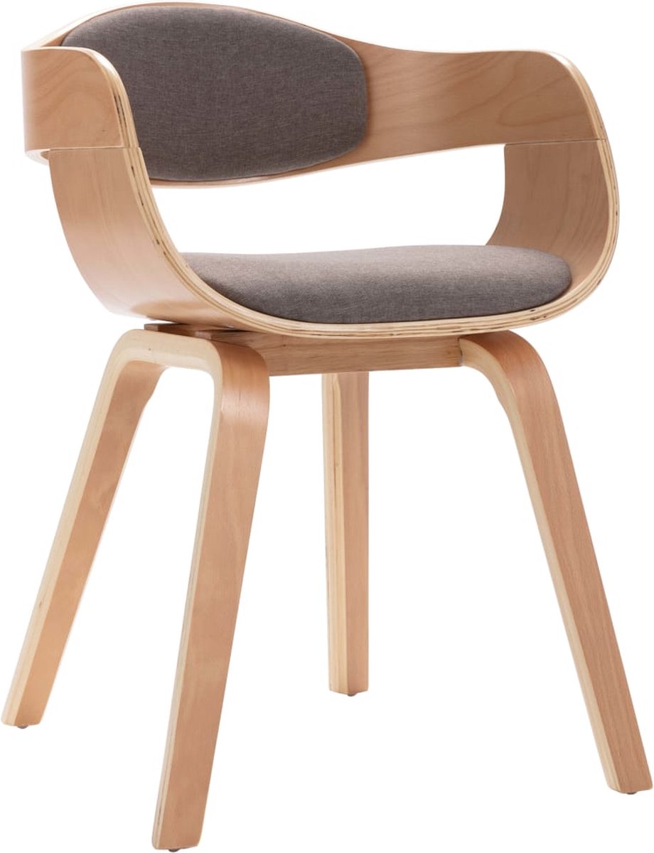 Vidaxl Eetkamerstoelen 2 St Gebogen Hout En Stof Taupe - Bruin