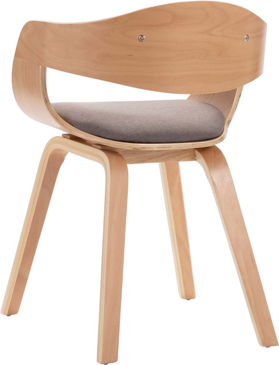 Vidaxl Eetkamerstoelen 2 St Gebogen Hout En Stof Taupe - Bruin