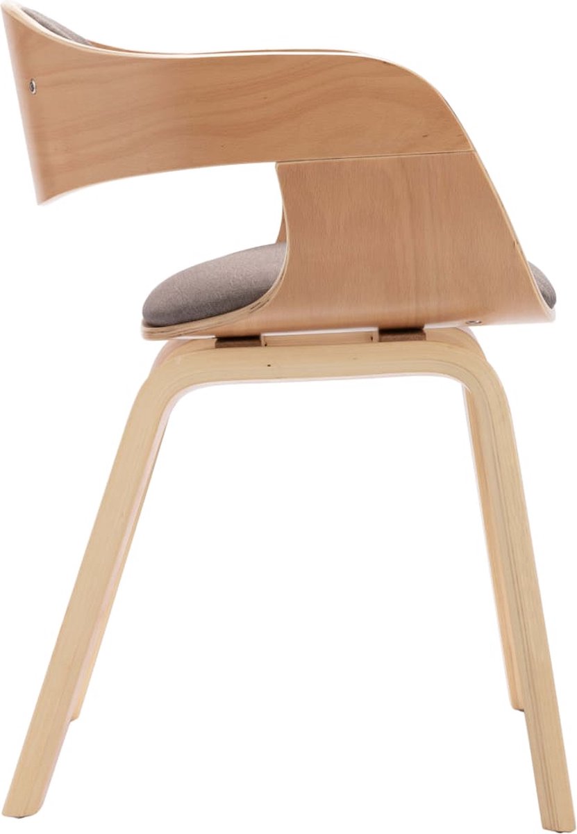 Vidaxl Eetkamerstoelen 2 St Gebogen Hout En Stof Taupe - Bruin