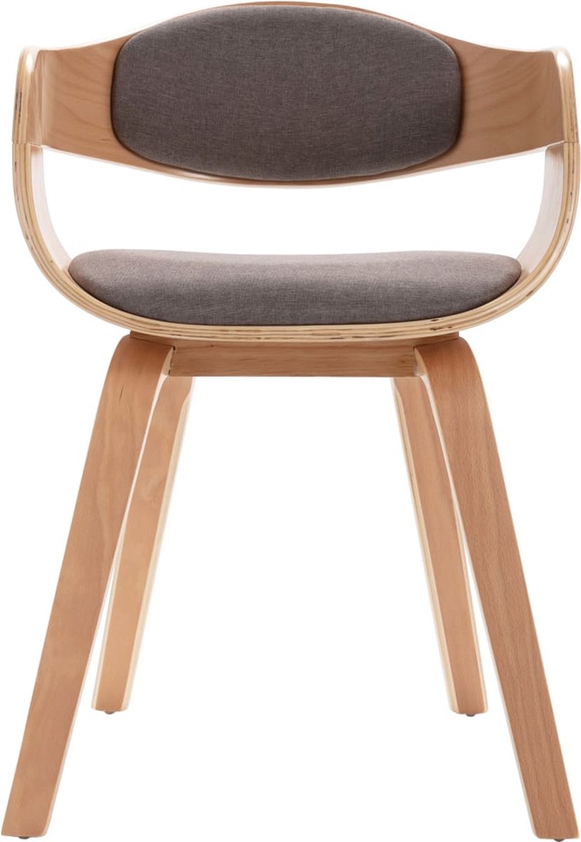 Vidaxl Eetkamerstoelen 2 St Gebogen Hout En Stof Taupe - Bruin