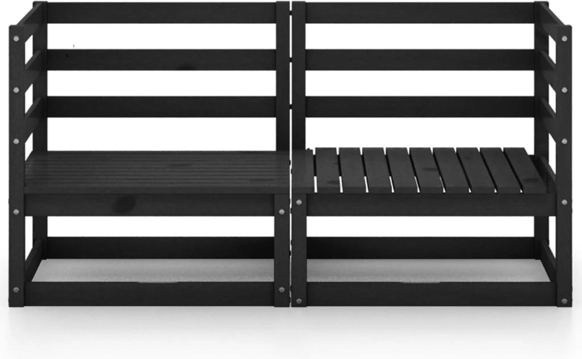 Vidaxl Tuinbank 2-zits Massief Grenenhout - Zwart