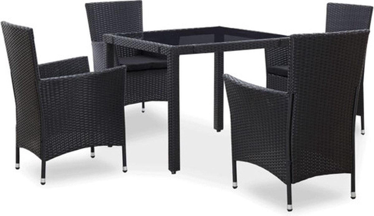 Vidaxl 5-delige Tuinset Poly Rattan - Zwart