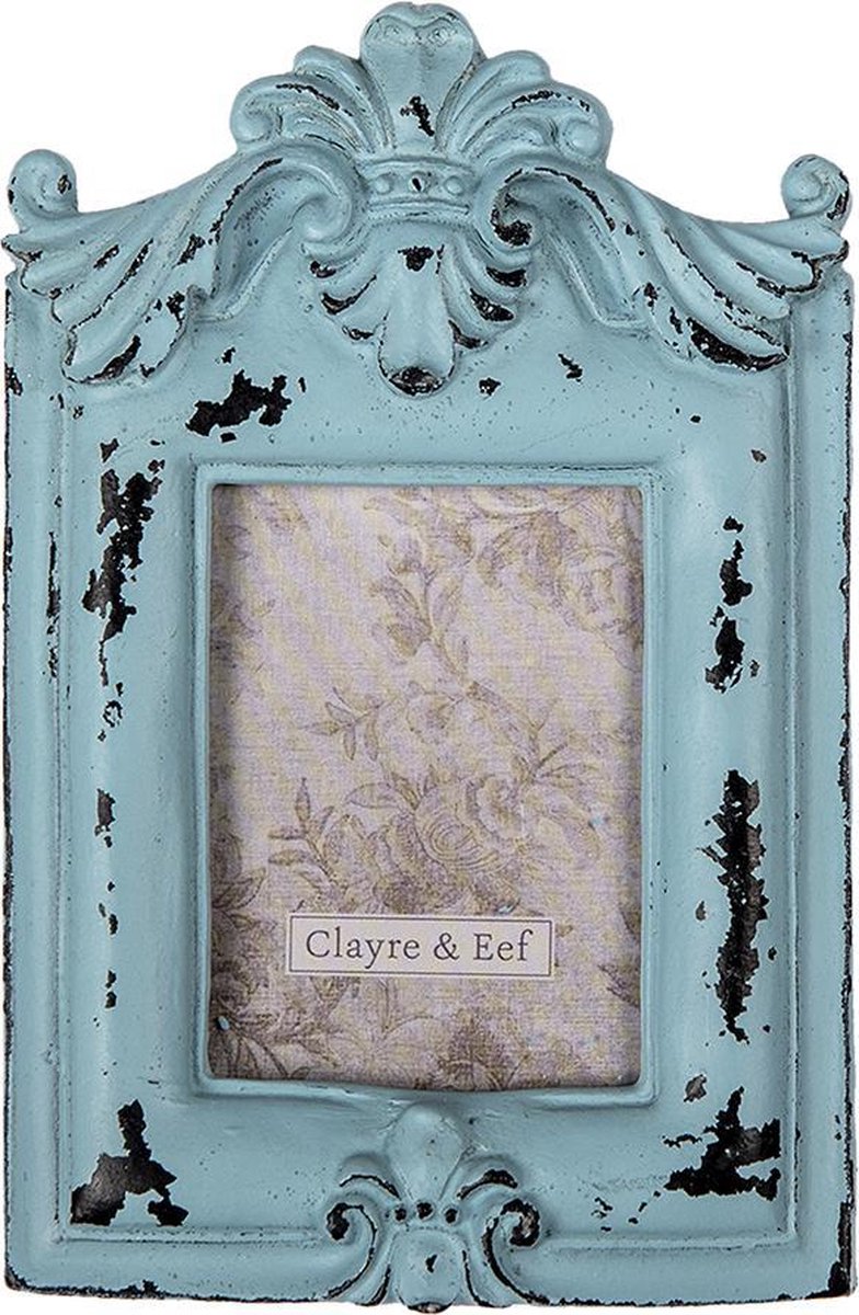 Clayre & Eef Blauwe Fotolijst 9*1*14 Cm / 5*8 Cm 2f0889