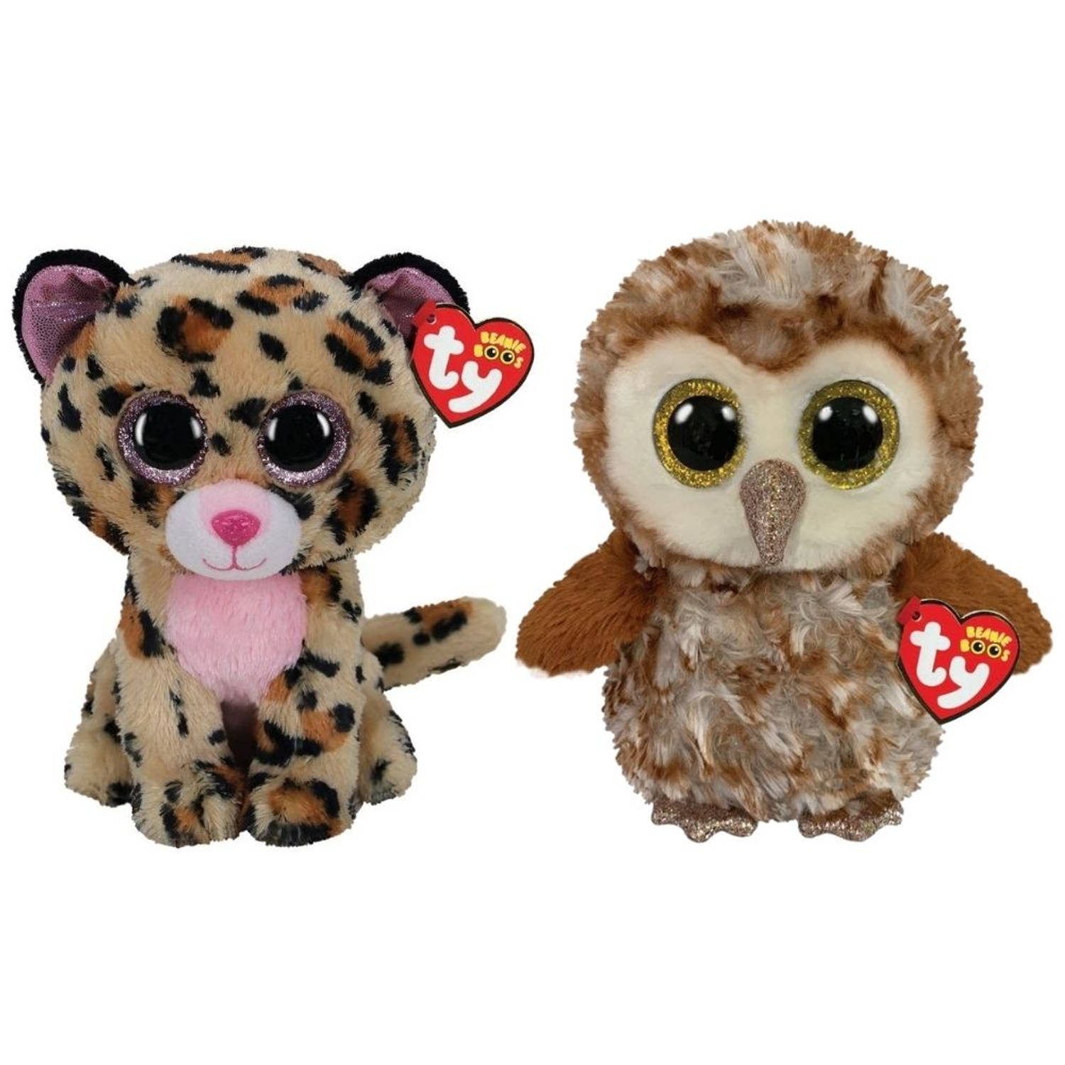 ty - Knuffel - Beanie Buddy - Livvie Leopard & Percy Owl