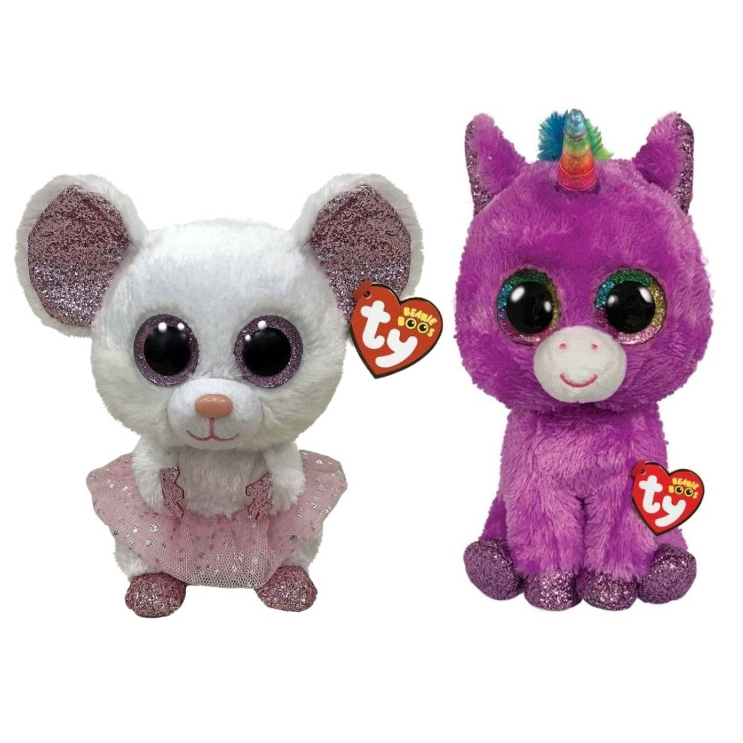 ty - Knuffel - Beanie Buddy - Nina Mouse & Rosette Unicorn