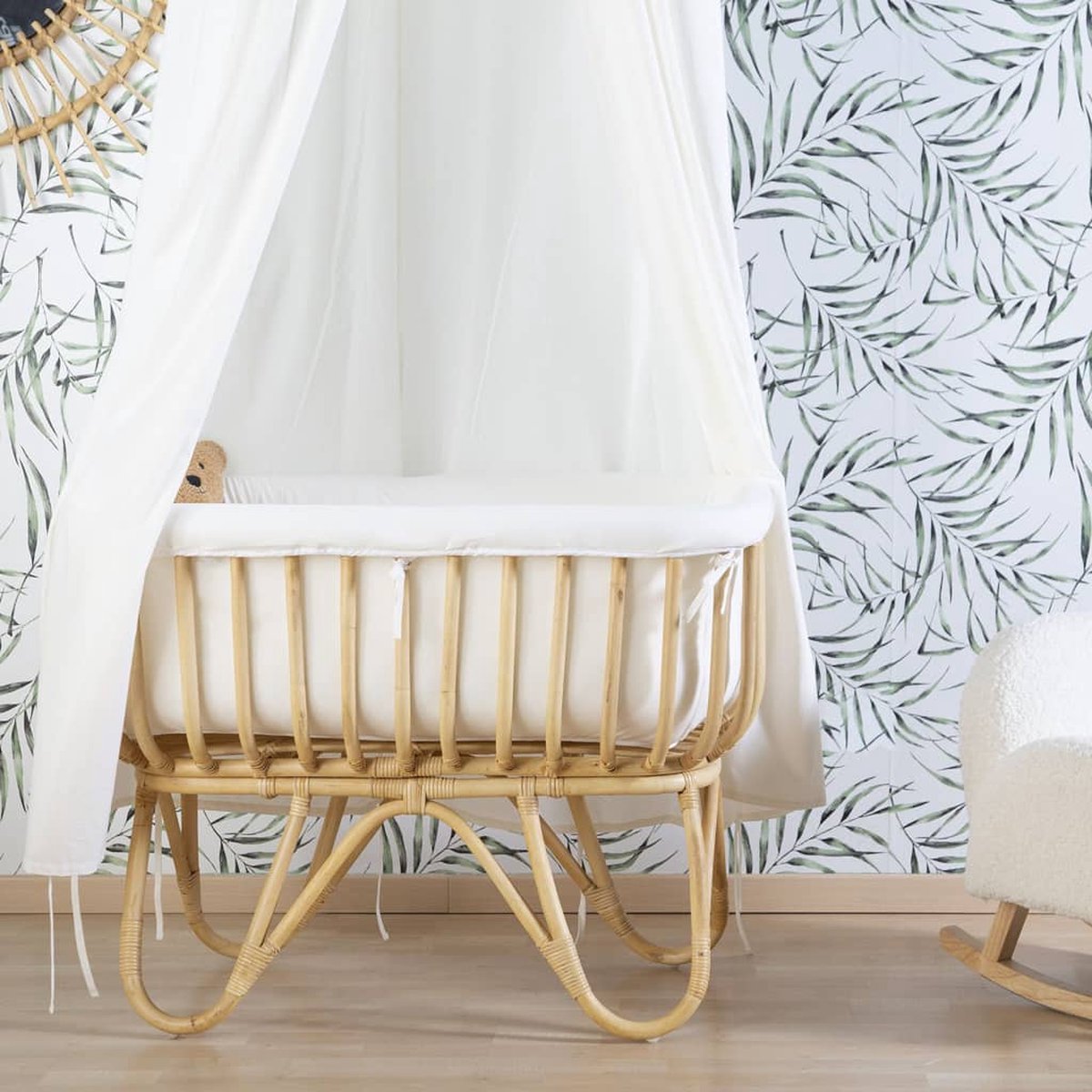 Childhome Wieg Met Matras Rechthoekig 90x50 Cm Rattan - Bruin