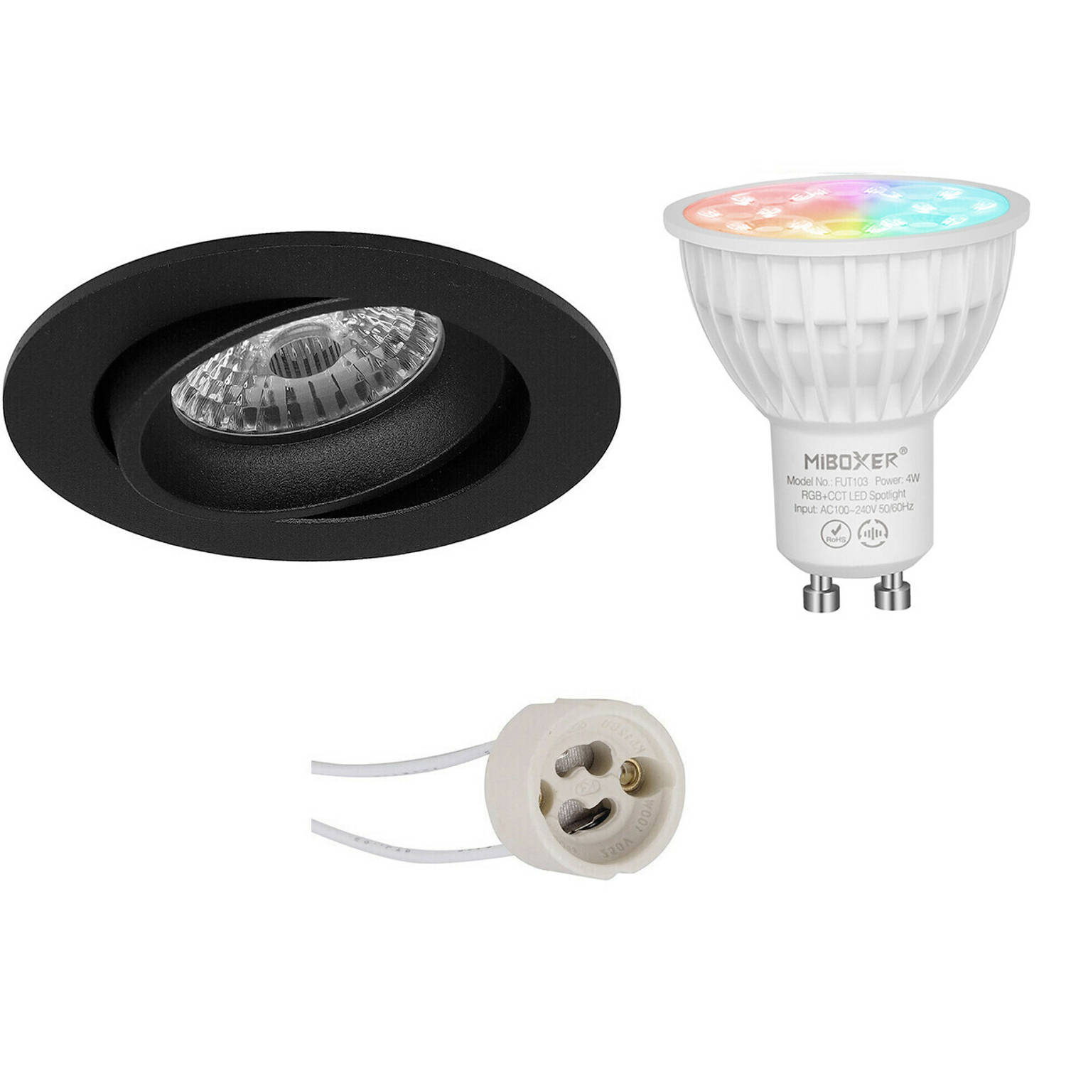 Mi-light Miboxer - Led Spot Set Gu10 - Smart Led - Wifi Led - Slimme Led - 4w - Rgb+cct - Aanpasbare Kleur - Dimbaar - - Zwart