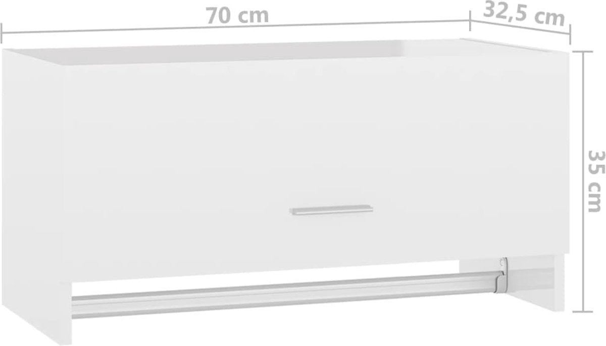 Vidaxl Kledingkast 70x32,5x35 Cm Spaanplaat Hoogglans Wit