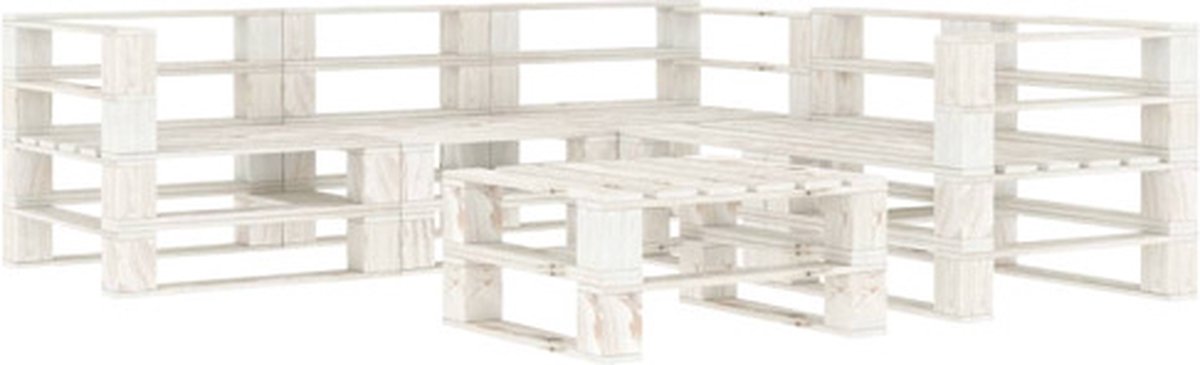 Vidaxl 6-delige Loungeset Pallet Hout Wit