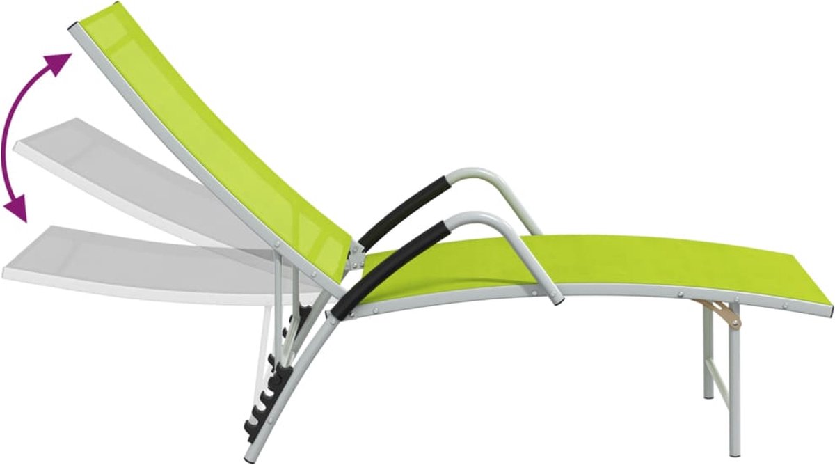 Vidaxl Ligbed Textileen En Aluminium - Groen