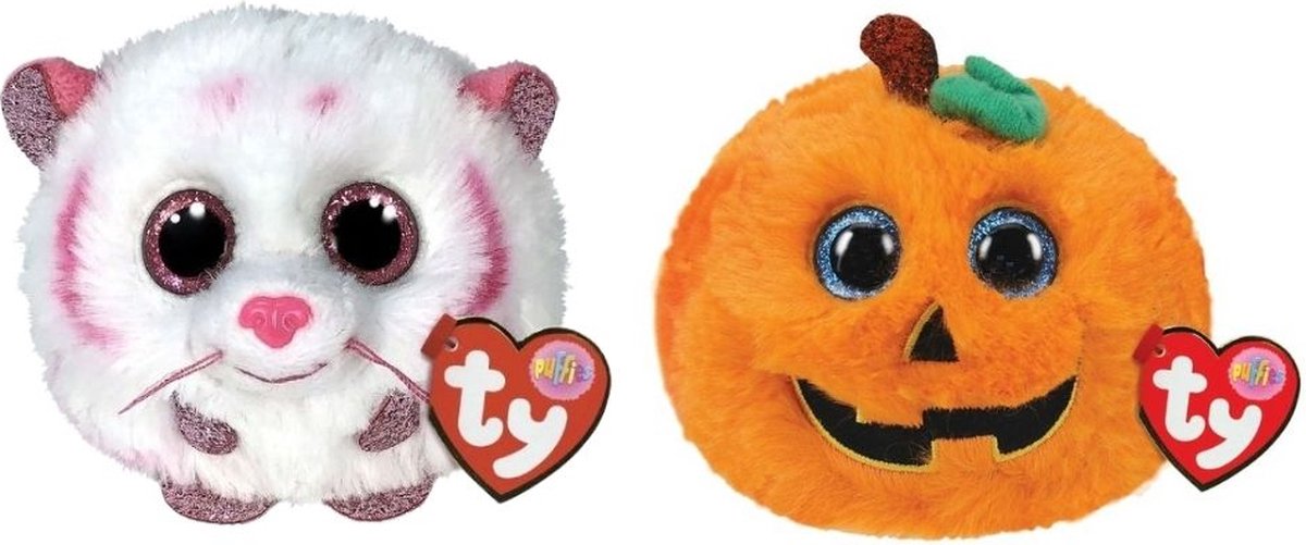 ty - Knuffel - Teeny Puffies - Tabor Tiger & Halloween Pumpkin