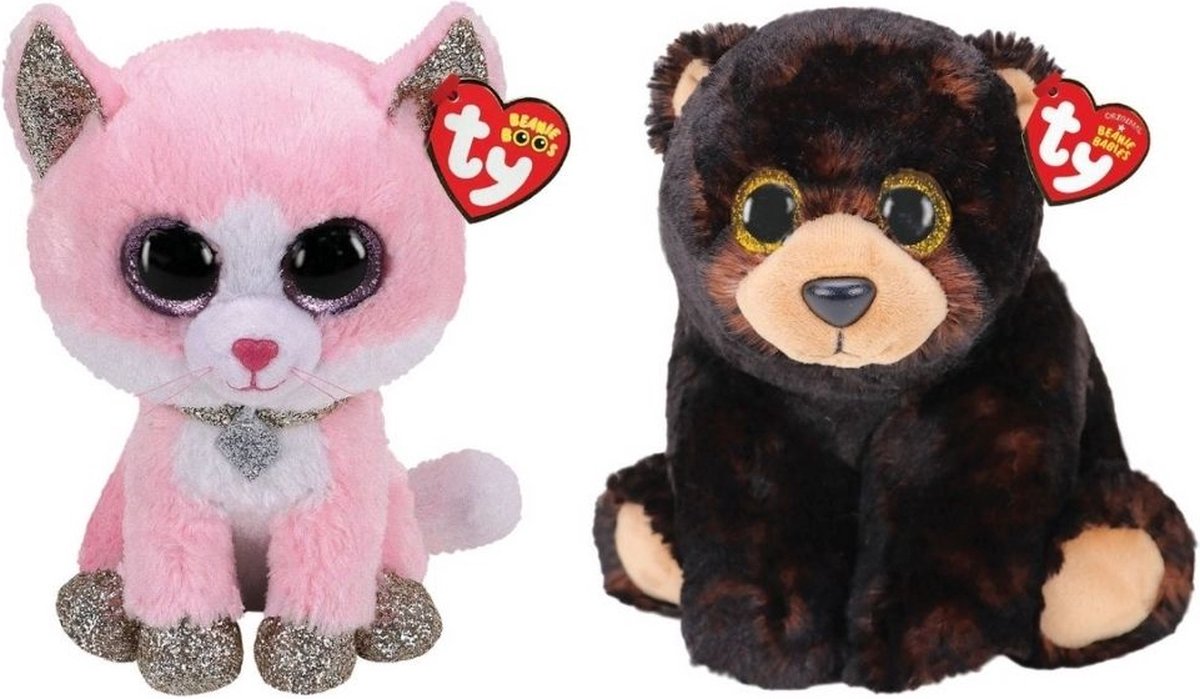 ty - Knuffel - Beanie Buddy - Fiona Pink Cat & Kodi Bear