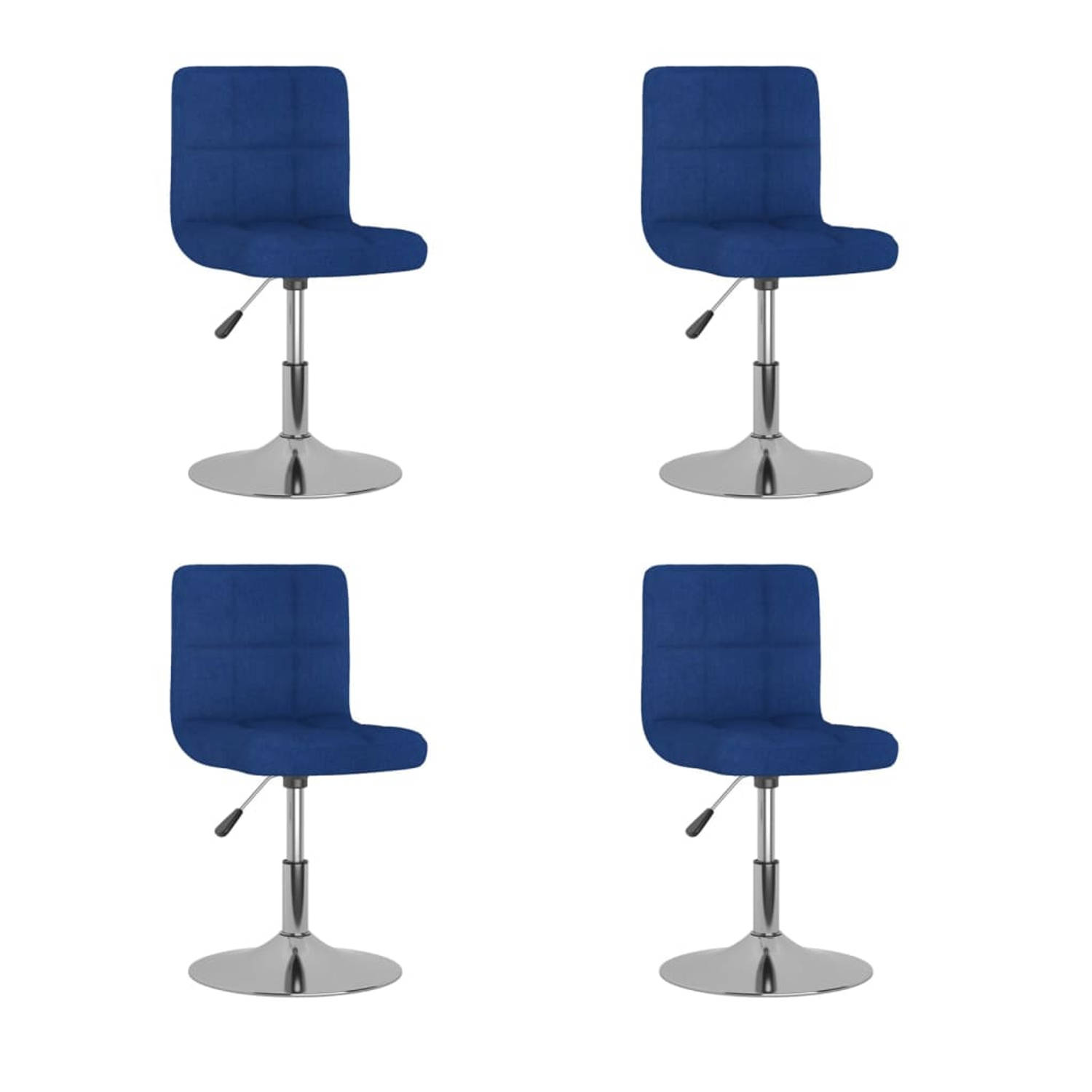 Vidaxl Eetkamerstoelen Draaibaar 4 St Stof - Blauw