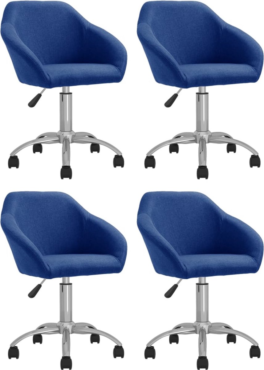 Vidaxl Eetkamerstoelen Draaibaar 4 St Stof - Blauw