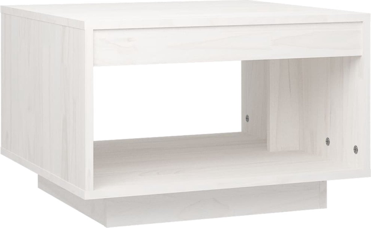 Vidaxl Salontafel 50x50x33,5 Cm Massief Grenenhout Wit