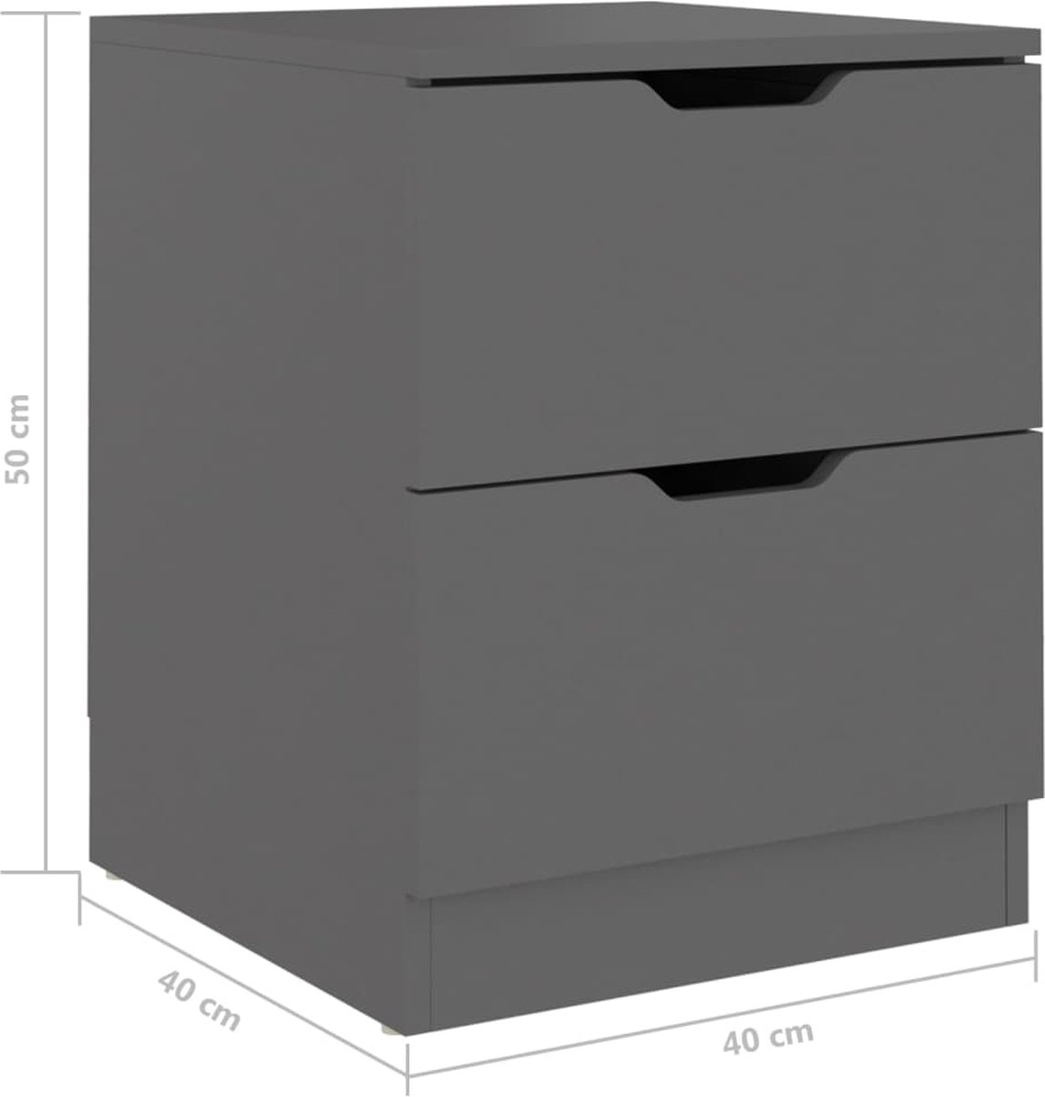 Vidaxl Nachtkastjes 2 St 40x40x50 Cm Spaanplaat - Grijs