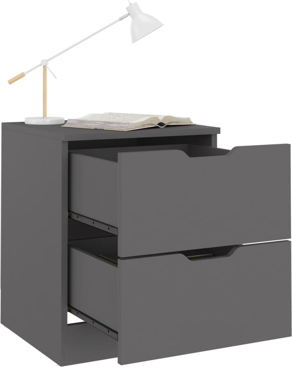 Vidaxl Nachtkastjes 2 St 40x40x50 Cm Spaanplaat - Grijs
