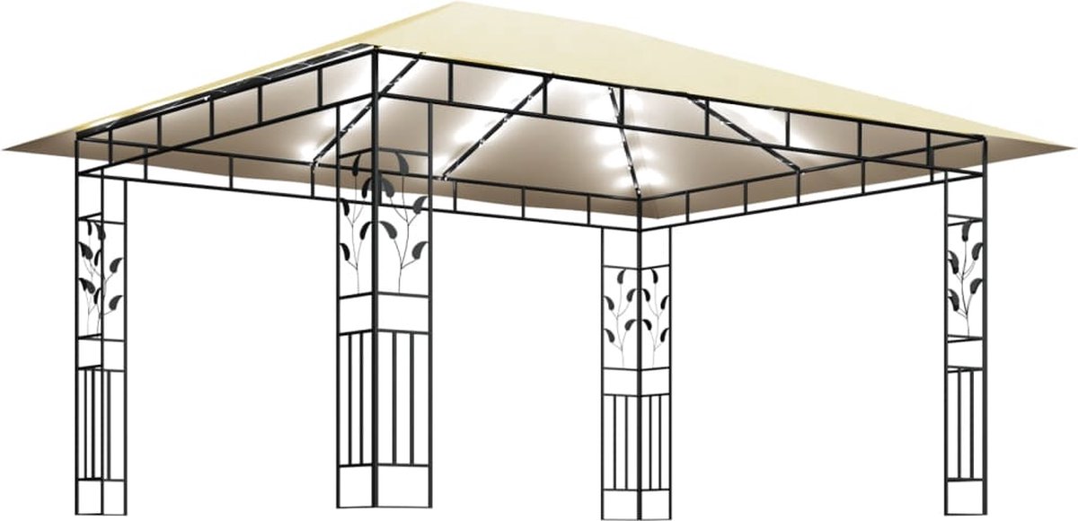 Vidaxl Prieel Met Klamboe Led-lichtslinger 180 G/m² 4x3x2,73 M Crème