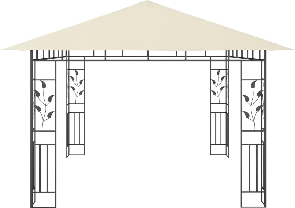 Vidaxl Prieel Met Klamboe Led-lichtslinger 180 G/m² 4x3x2,73 M Crème
