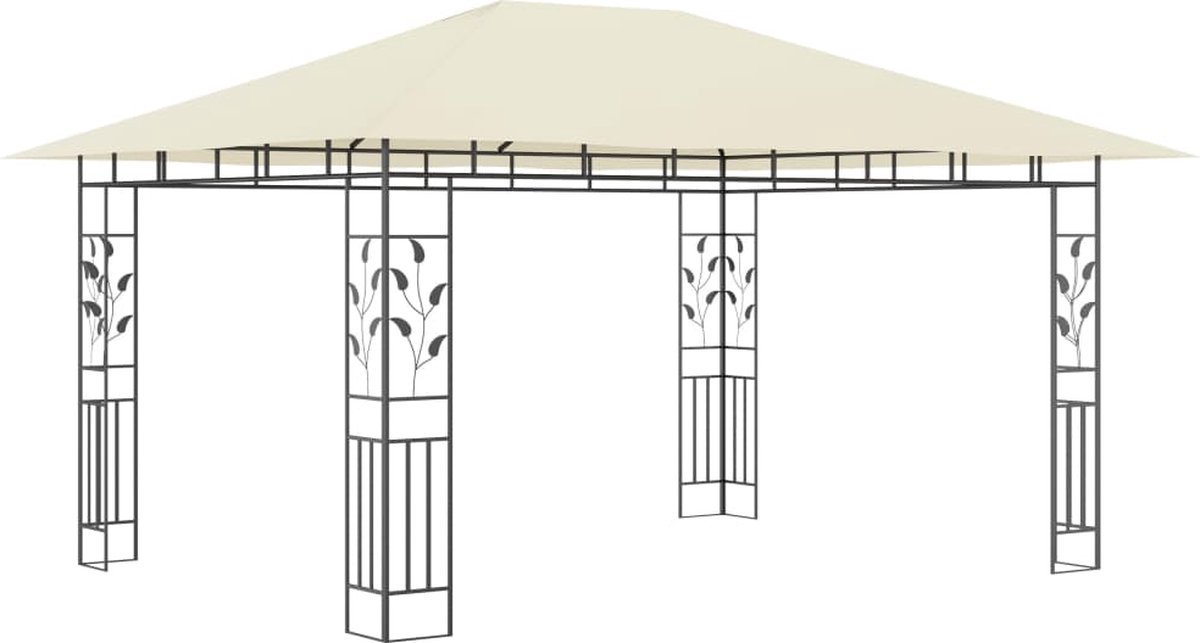 Vidaxl Prieel Met Klamboe Led-lichtslinger 180 G/m² 4x3x2,73 M Crème