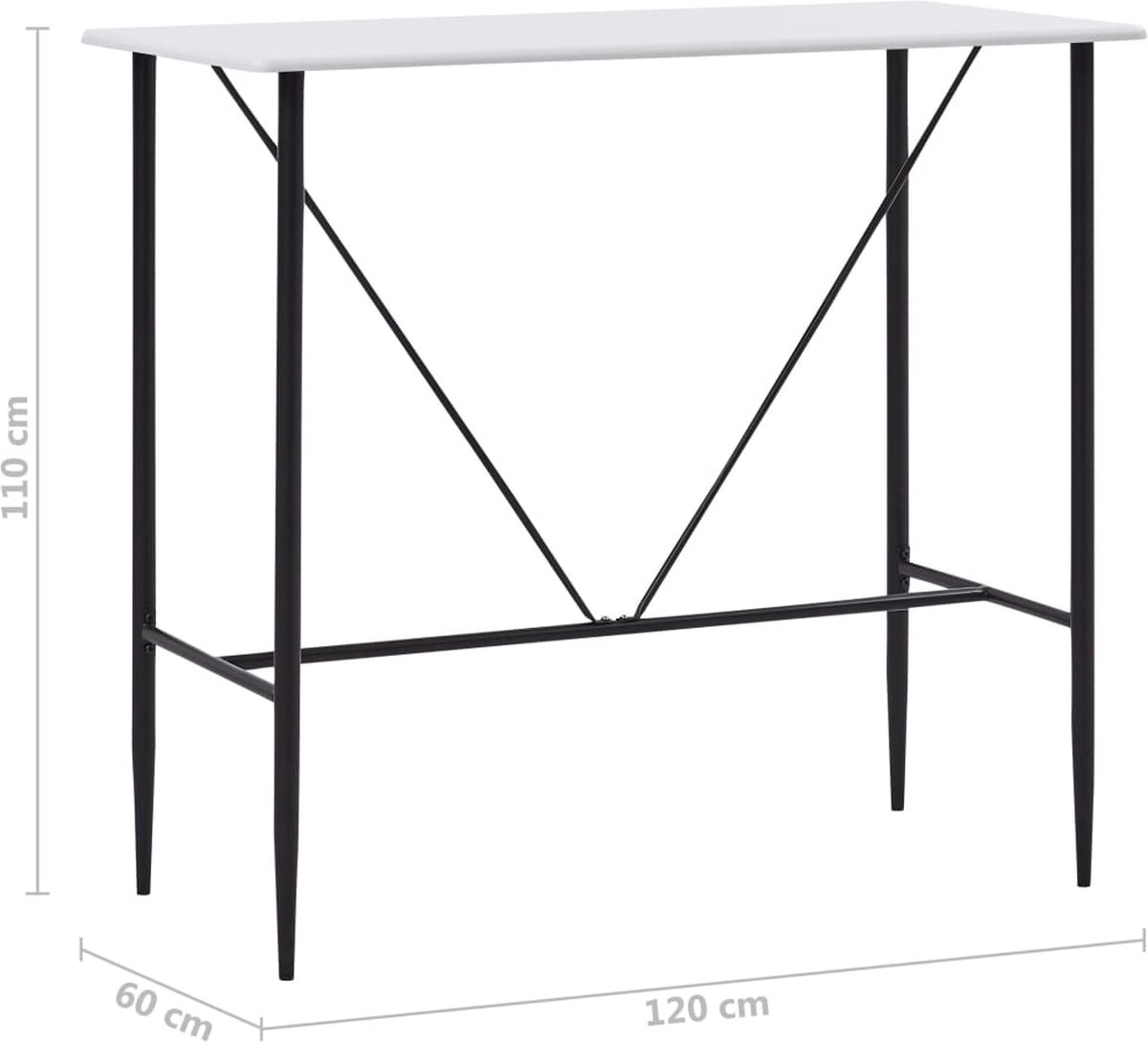 Vidaxl Bartafel 120x60x110 Cm Mdf Wit