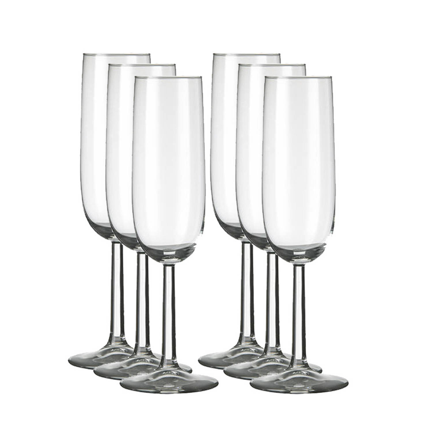 6x Champagneglazen/flutes Transparant 230 Ml Bouquet - Champagneglazen