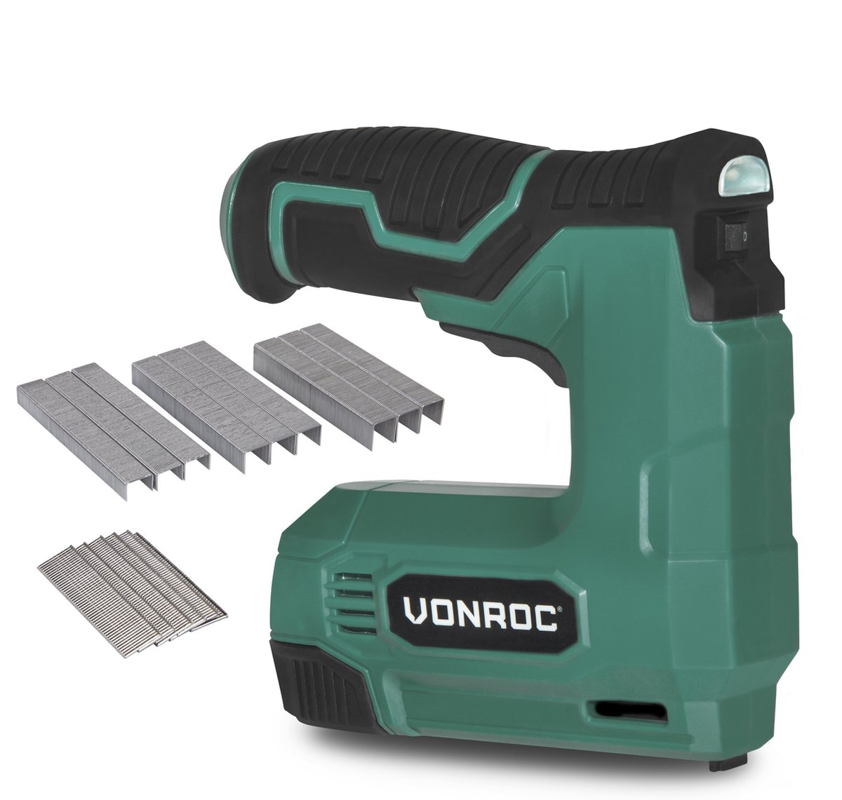 Vonroc Accu Tacker 4v - Complete Set Incl. 900 Nieten En 300 Spijkers