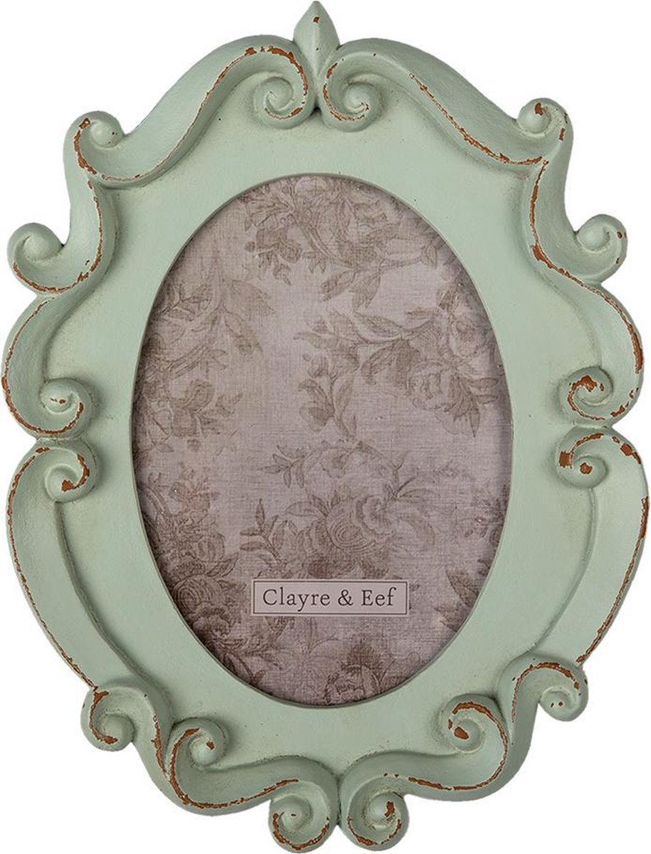 Clayre & Eef Blauwe Fotolijst 19*2*25 Cm / 12*16 Cm 2f0883 - Groen