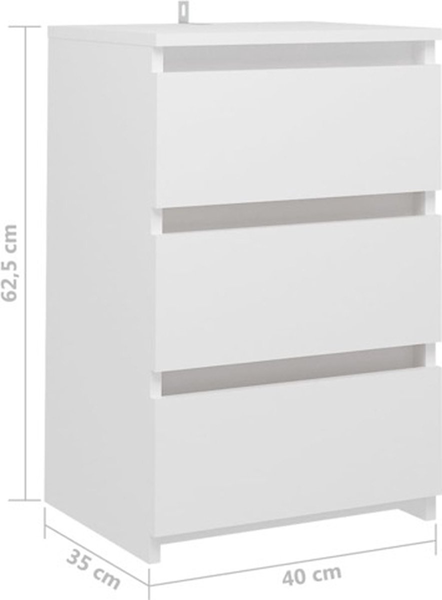 Vidaxl Nachtkastje 40x35x62,5 Cm Spaanplaat Wit