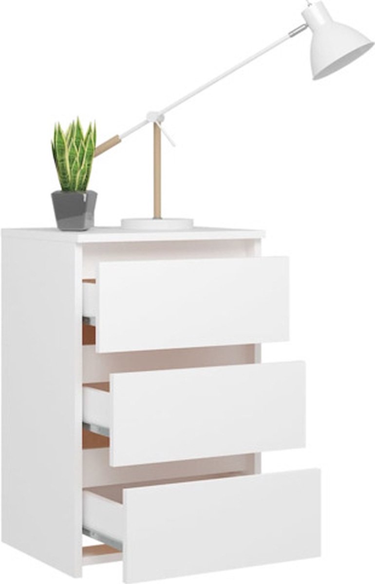 Vidaxl Nachtkastje 40x35x62,5 Cm Spaanplaat Wit
