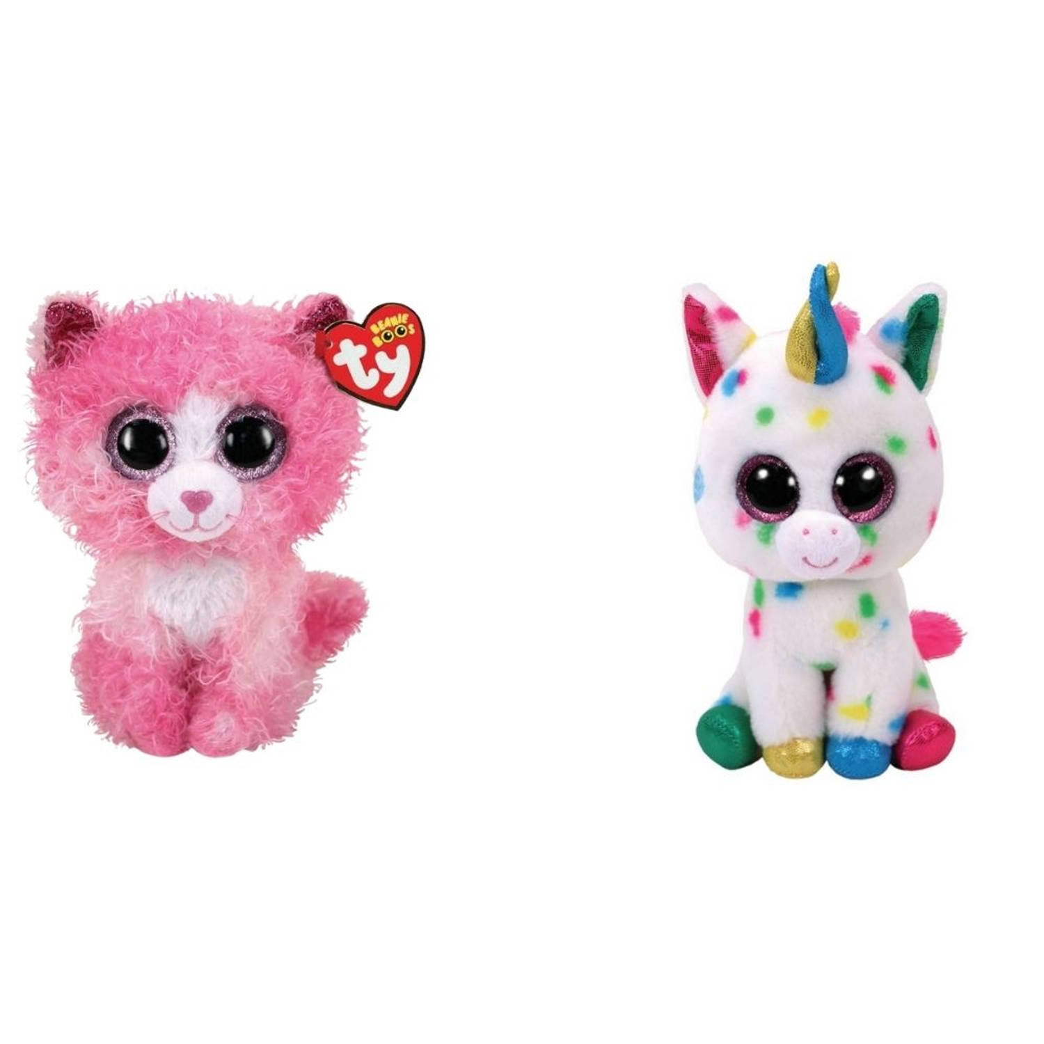 ty - Knuffel - Beanie Boo&apos;s - Reagan Cat & Harmonie Unicorn