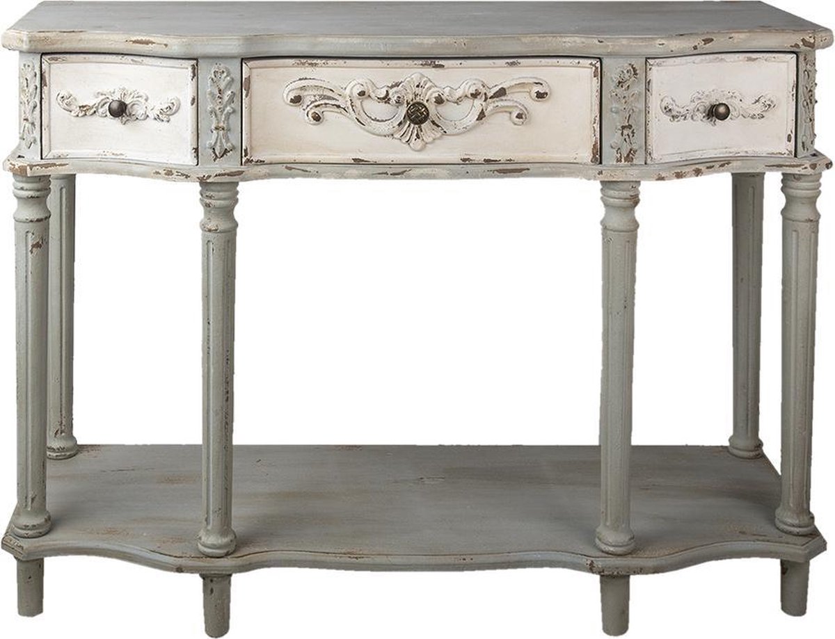 Clayre & Eef Sidetable 120*38*85 Cm Hout Wandtafel Haltafel Console Tafel Wandtafel Haltafel - Grijs