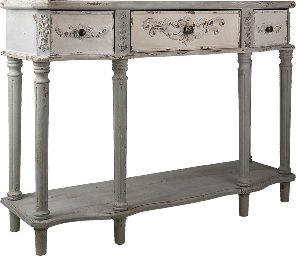 Clayre & Eef Sidetable 120*38*85 Cm Hout Wandtafel Haltafel Console Tafel Wandtafel Haltafel - Grijs