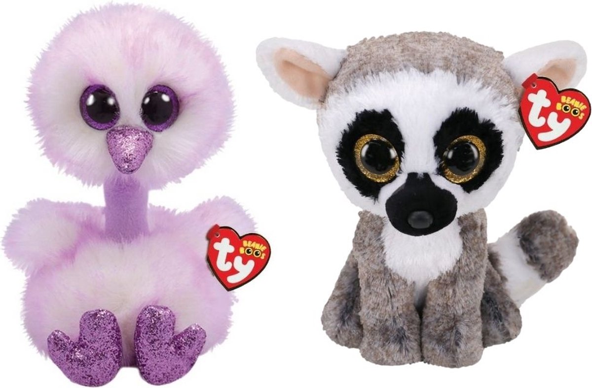 ty - Knuffel - Beanie Buddy - Kenya Ostrich & Linus Lemur