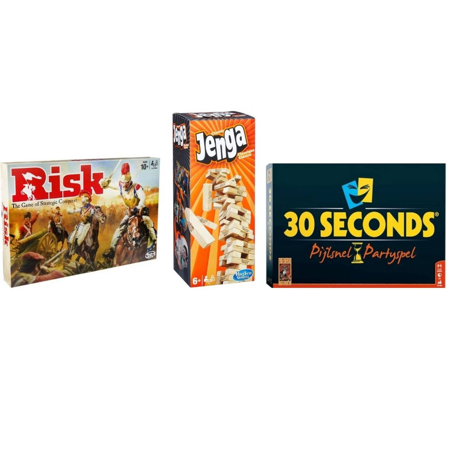 Hasbro Spellenbundel - 3 Stuks - Risk & 30 Seconds & Jenga