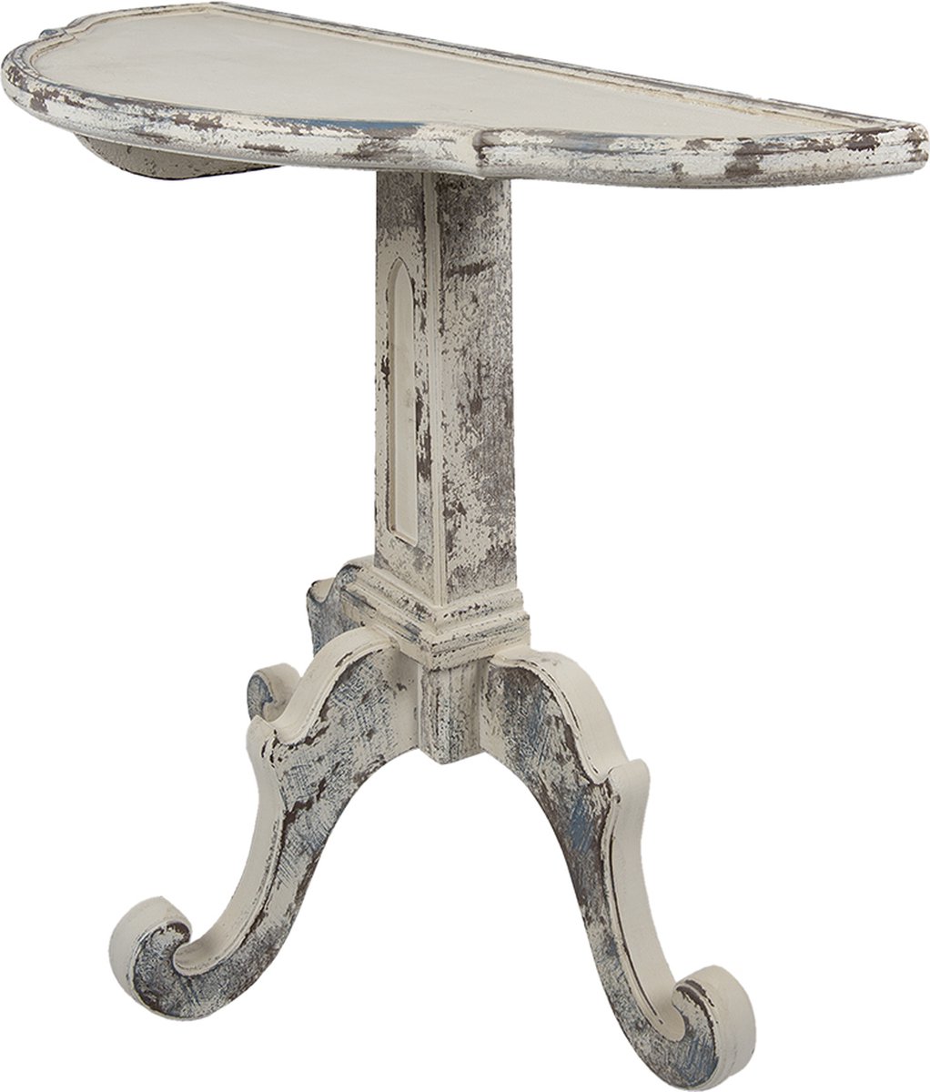 Clayre & Eef Sidetable 100*42*84 Cm Wit Beige Hout Wandtafel Haltafel Console Tafel Wit Wandtafel Haltafel