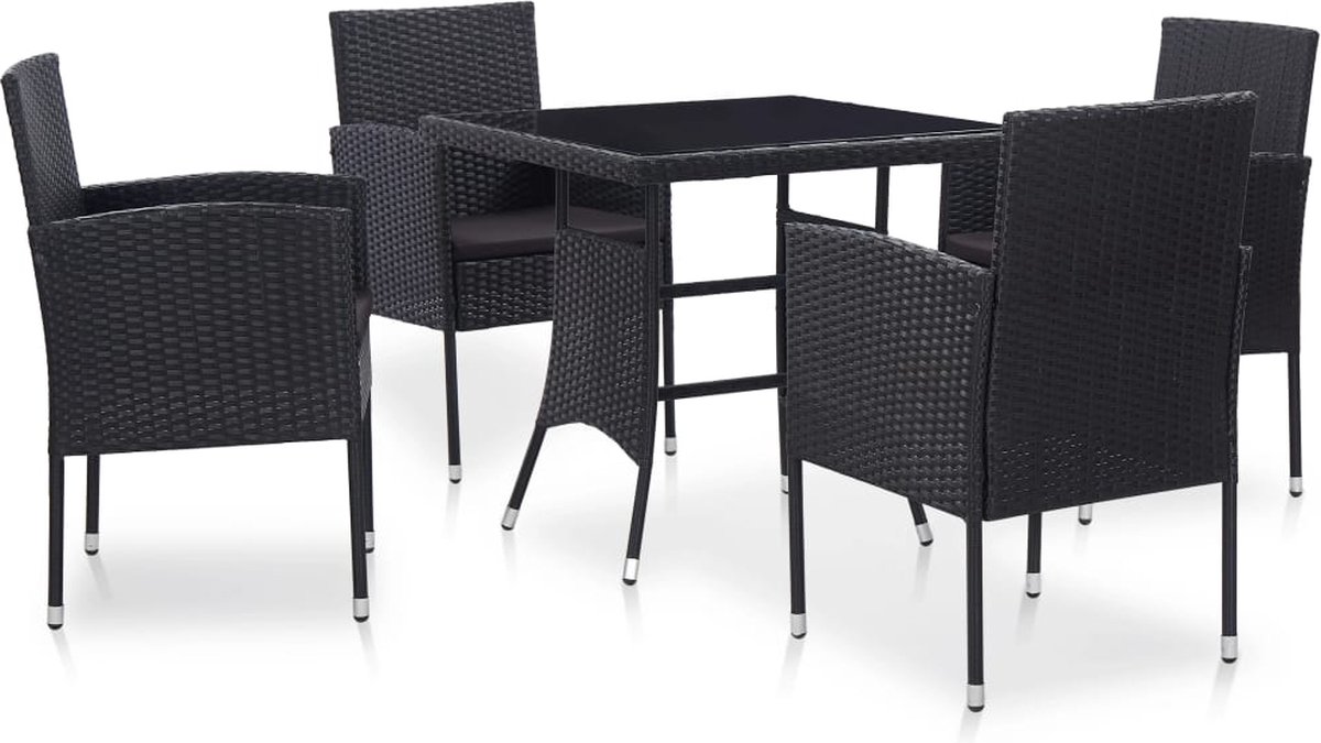 Vidaxl 5-delige Tuinset Poly Rattan - Negro