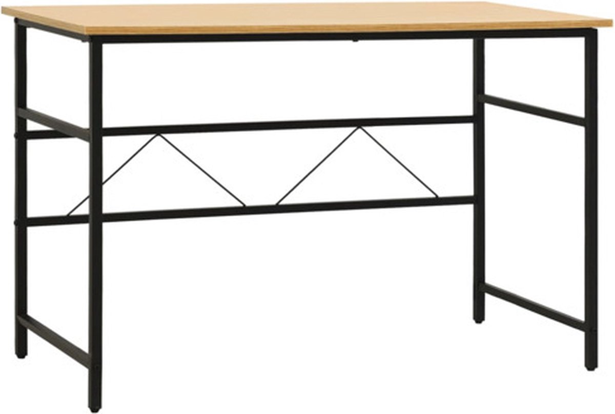 Vidaxl Computerbureau 105x55x72 Cm Mdf Metaal Zwart Lichteikenkleurig - Marrón