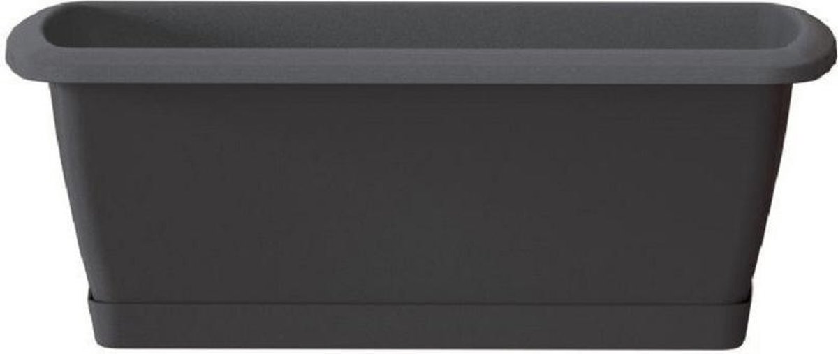 2x Kunststof Respana Plantenbakken/bloembakken Antraciet 59 Cm Met Ophangbeugels - Plantenbakken - Grijs