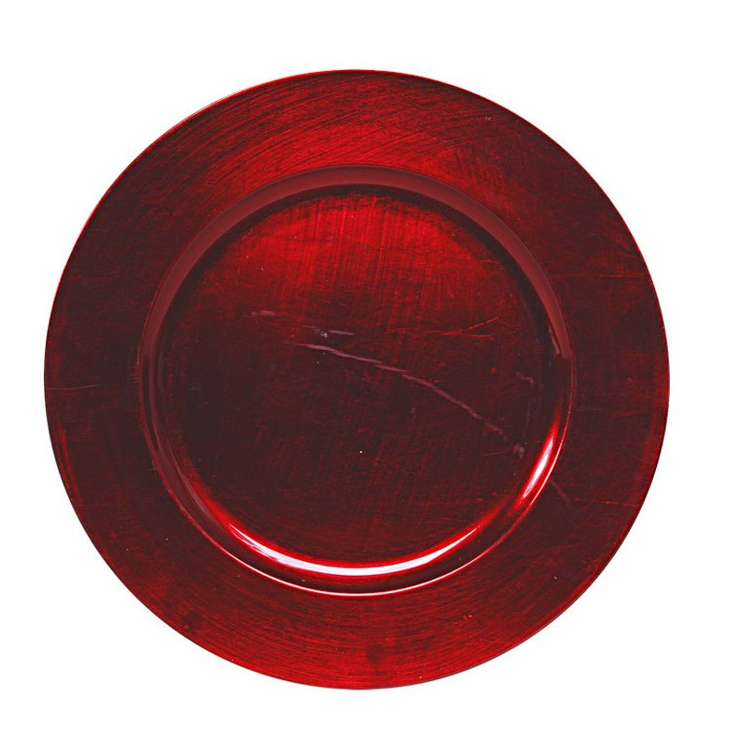 Bellatio Decorations 1x Ronde Kaarsenborden/onderborden Glimmend 33 Cm - Kaarsenplateaus - Rood