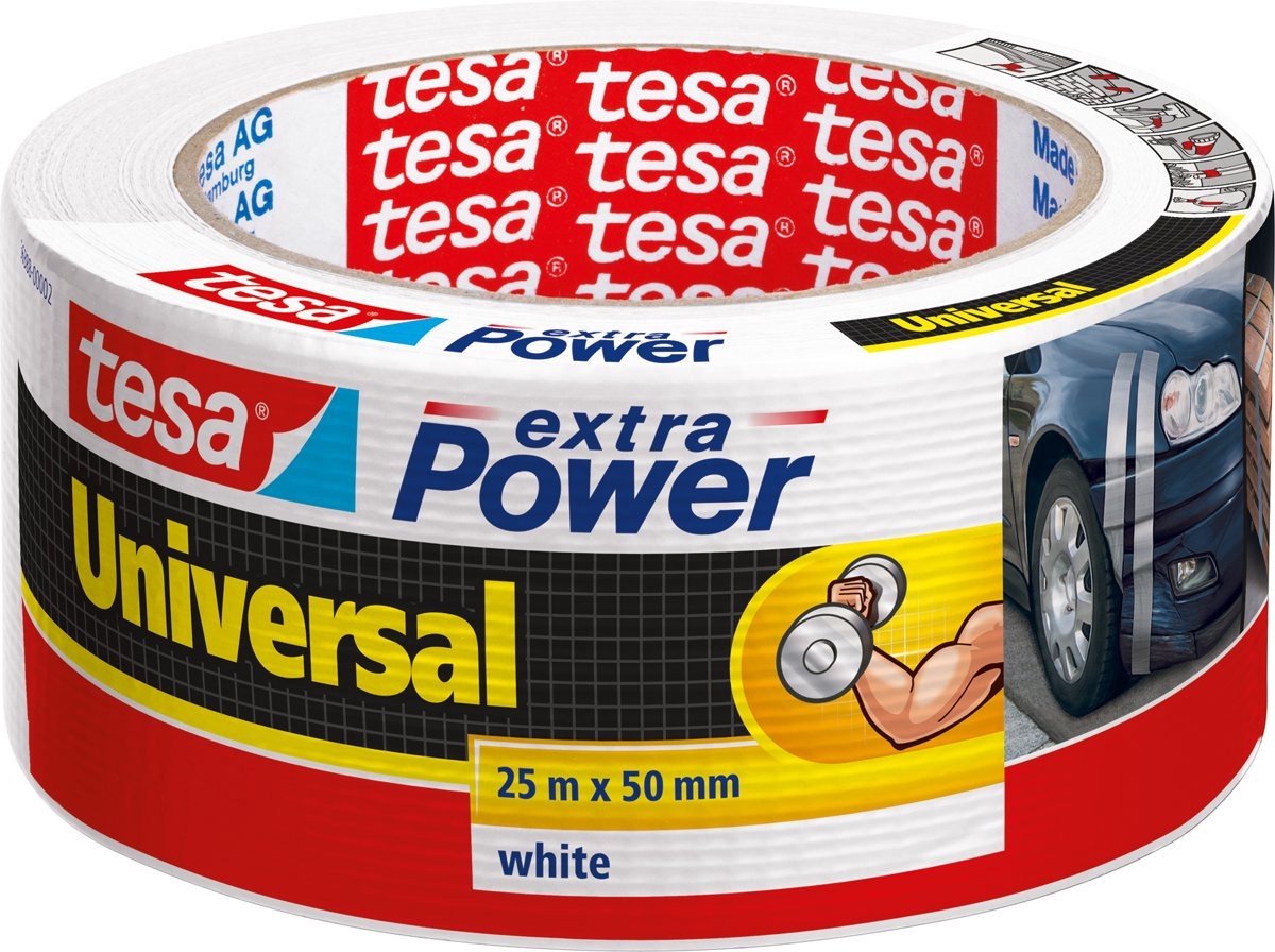 Tesa 1x Ducttape Extra Power Universeel Wit 25 Mtr X 5 Cm - Tape (Klussen)