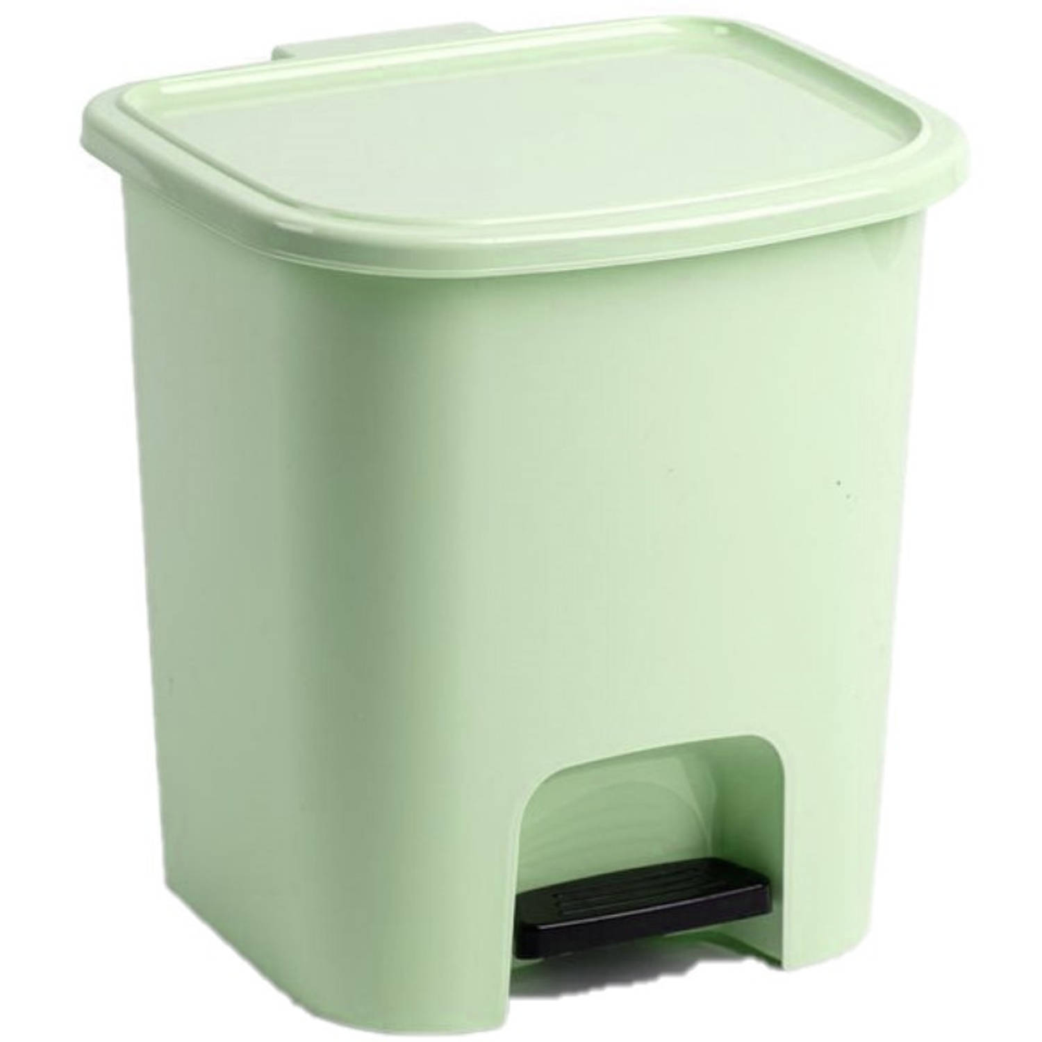 Forte Plastics 2x Stuks Minte Afvalemmers/vuilnisemmers/pedaalemmers 7.5 Liter Met Deksel En Pedaal - Prullenbakken - Groen