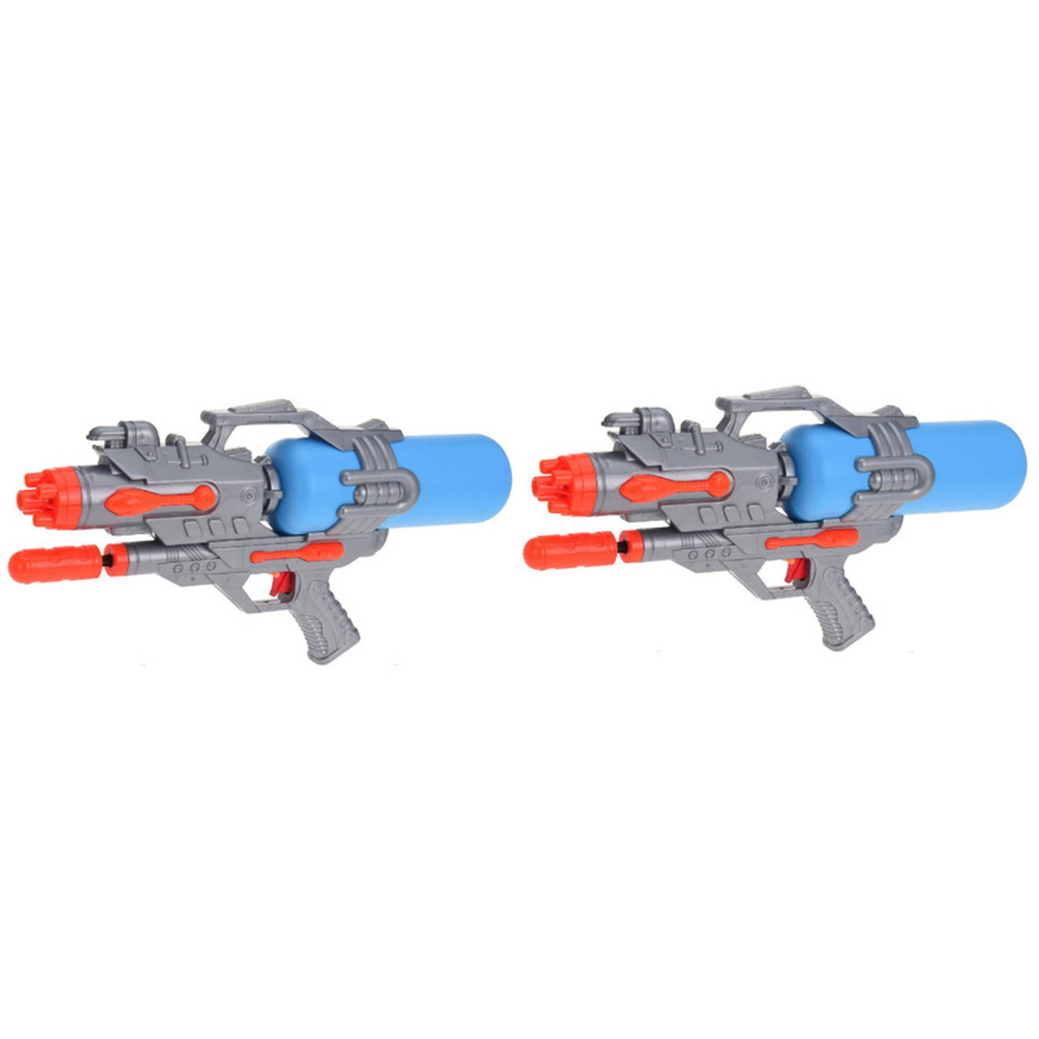 2x Waterpistolen/waterpistool Oranje/blauw Van 46 Cm Kinderspeelgoed - Waterpistolen