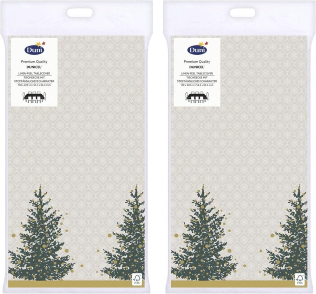 2x Stuks Kerst Thema Tafellaken/tafelkleed/goud 138 X 220 Cm - Tafellakens - Grijs