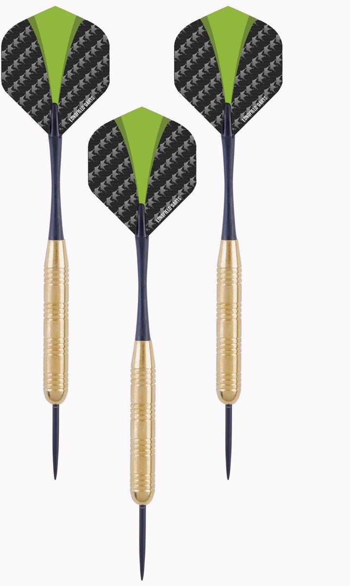 Longfield Games 1x Set Van 3 Dartpijlen Longfield Darts Brass 24 Grams - Dartpijlen - Groen