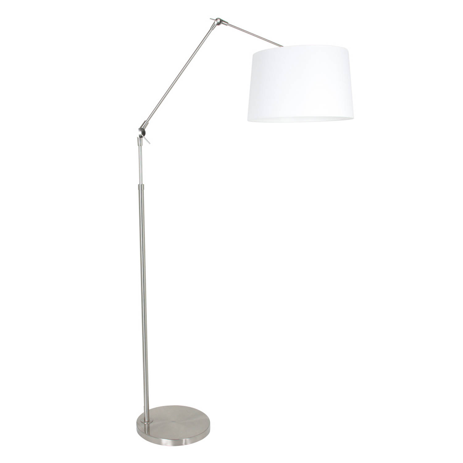 Steinhauer Vloerlamp Prestige Chic 9718st Staal Kap Effen Wit - Silver