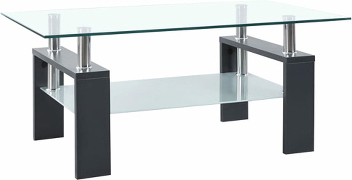 Vidaxl Salontafel 95x55x40 Cm Gehard Glas Transparant En - Grijs