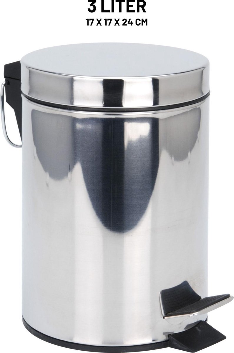 Orange85 Pedaalemmer - 3 Liter - Prullenbakje - Badkamer - Zilver - Rvs - Toilet - Silver